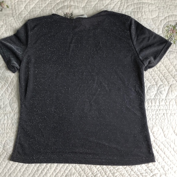 Gray/Silver Semi-mesh Glitter Top - Picture 2 of 2